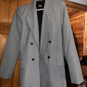 Zara Monochrome Houndstooth Blazer